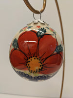 Load image into Gallery viewer, Christmas Red Poppy Red Stars Ball Ornament
