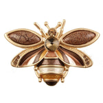Load image into Gallery viewer, Magnetic Bee Brooch, Crystals, Center Stones, Green or Brown
