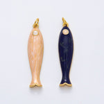 Load image into Gallery viewer, 18K Gold Filled 38mm Blue, Champagne Enamel Fish Sardine Charm | AF1309

