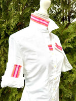 Load image into Gallery viewer, White Oxford w/Pink &amp; Orange Stripe Ribbon
