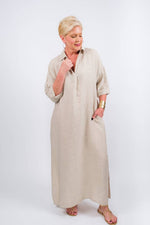Load image into Gallery viewer, Fernanda Open Collar Linen Dress (DQ107)
