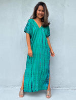 Load image into Gallery viewer, Petite Kaftan in Turquoise and Blue Tie Dye

