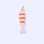 Load image into Gallery viewer, 24K Gold Filled 24mm Enamel Stripes Sardine Fish Charm
