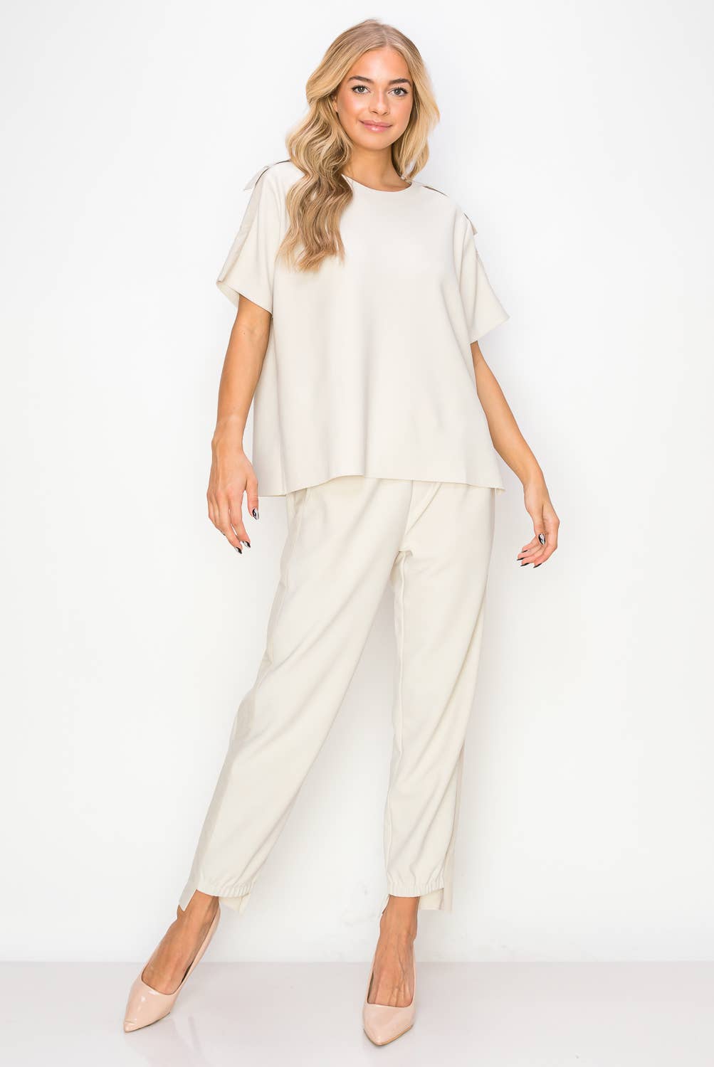 Kate Knit Crepe Top Beige M