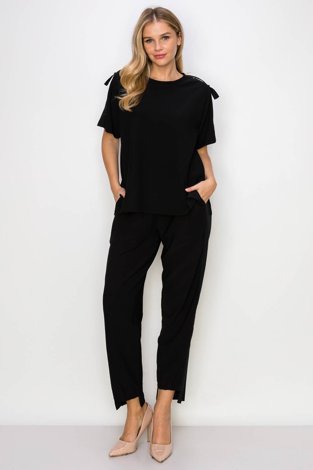 Kate Knit Crepe Top  Black L