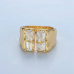 Load image into Gallery viewer, 24K Gold Filled Double Baguette CZ Signet Wrap Ring
