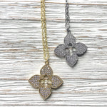 Load image into Gallery viewer, Quatrefoil Pave Necklace
