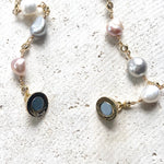 Load image into Gallery viewer, Pastel Pearl Necklace with Gold Pave Magnetic Clasp
