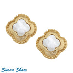 Load image into Gallery viewer, Mother of Pearl Clover Studs
