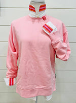 Load image into Gallery viewer, Pink Sweatshirt with Pink &amp; Orange Stripe Ribbon
