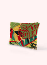 Load image into Gallery viewer, Tufted Wool Pouch - Exotic Leaves
