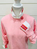 Load image into Gallery viewer, Pink Sweatshirt with Pink &amp; Orange Stripe Ribbon
