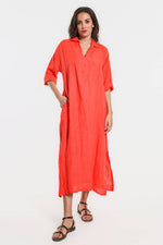 Load image into Gallery viewer, Fernanda Open Collar Linen Dress (DQ107)
