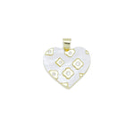 Load image into Gallery viewer, CZ Pave Flower On Mother of Pearl Heart Charm Pendant

