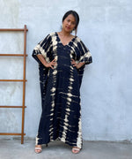 Load image into Gallery viewer, Kaftan in Black and Off White Tie Dye

