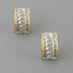 Load image into Gallery viewer, Two Toned Cubic Zirconia Twisted Hoop Earrings
