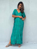 Load image into Gallery viewer, Petite Kaftan in Turquoise and Blue Tie Dye
