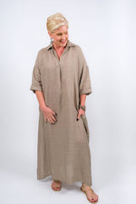 Load image into Gallery viewer, Fernanda Open Collar Linen Dress (DQ107)
