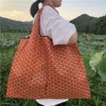 Load image into Gallery viewer, Orange Geometric Print Market Bag
