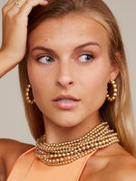 Load image into Gallery viewer, Metallic And Crystal Beaded Collar Necklace
