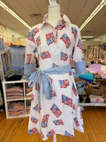 Load image into Gallery viewer, 3/4 Sleeve Flag dress in white
