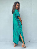 Load image into Gallery viewer, Petite Kaftan in Turquoise and Blue Tie Dye
