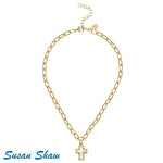 Load image into Gallery viewer, Small Mother of Pearl Cross Necklace
