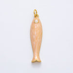 Load image into Gallery viewer, 18K Gold Filled 38mm Blue, Champagne Enamel Fish Sardine Charm | AF1309
