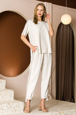 Load image into Gallery viewer, Kate Knit Crepe Top Beige M
