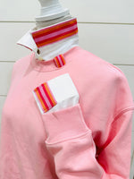 Load image into Gallery viewer, Pink Sweatshirt with Pink &amp; Orange Stripe Ribbon
