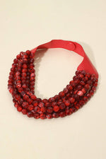 Load image into Gallery viewer, * CHUNKY BEADED LAYERED NECKLACE Faux leather neck magnetic

