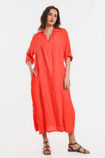 Load image into Gallery viewer, Fernanda Open Collar Linen Dress (DQ107)
