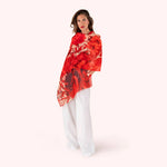 Load image into Gallery viewer, Linen/Cotton Scarf - Rouge Blooms
