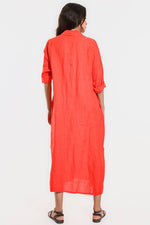 Load image into Gallery viewer, Fernanda Open Collar Linen Dress (DQ107)
