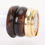 Load image into Gallery viewer, Multi Bracelet Set Gold and Brown Resin
