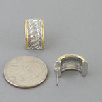 Load image into Gallery viewer, Two Toned Cubic Zirconia Twisted Hoop Earrings

