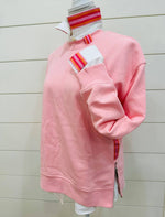 Load image into Gallery viewer, Pink Sweatshirt with Pink &amp; Orange Stripe Ribbon
