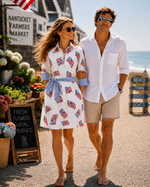Load image into Gallery viewer, 3/4 Sleeve Flag dress in white
