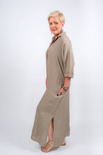 Load image into Gallery viewer, Fernanda Open Collar Linen Dress (DQ107)
