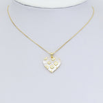 Load image into Gallery viewer, CZ Pave Flower On Mother of Pearl Heart Charm Pendant
