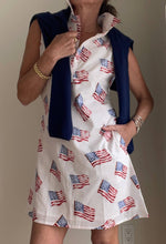 Load image into Gallery viewer, Sleeveless Flag dress in White
