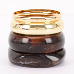 Load image into Gallery viewer, Multi Bracelet Set Gold and Brown Resin
