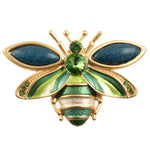 Load image into Gallery viewer, Magnetic Bee Brooch, Crystals, Center Stones, Green or Brown
