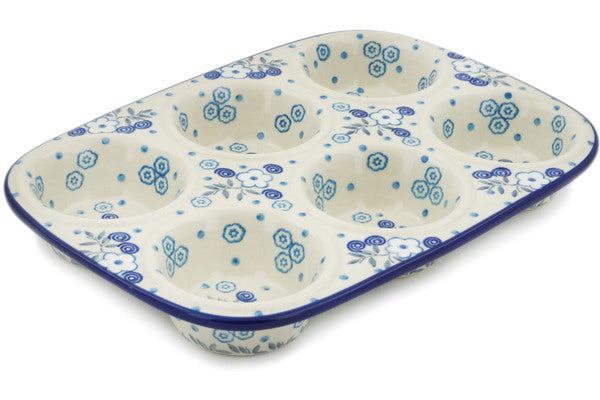 Polish Pottery Muffin Pan Peaceful