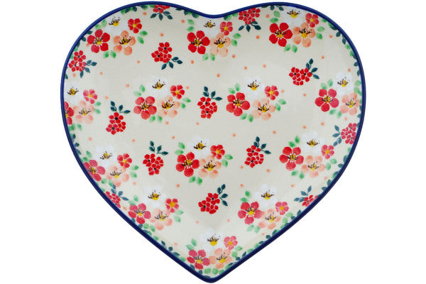 Polish Pottery Heart Shaped Dish Poppy Sweetness