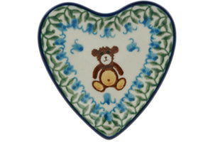 Polish Pottery Small Heart Plate Teddy