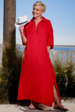 Load image into Gallery viewer, Fernanda Open Collar Linen Dress (DQ107)
