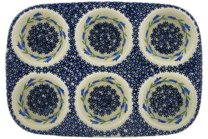 Polish Pottery Muffin Pan Bell Flower