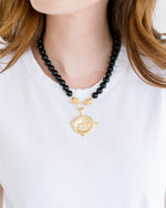 Load image into Gallery viewer, Bee Intaglio Black Onyx Necklace
