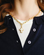 Load image into Gallery viewer, Small Mother of Pearl Cross Necklace
